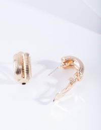 Gold Texture Curve Stud Earrings - link has visual effect only