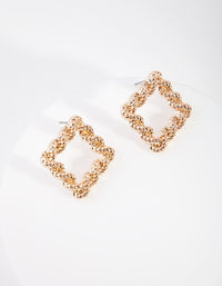 Gold Rope Knot Square Stud Earrings - link has visual effect only