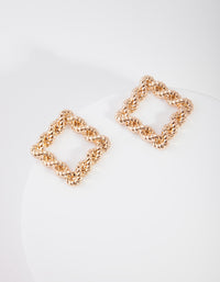 Gold Rope Knot Square Stud Earrings - link has visual effect only