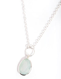 Silver Green Stone Charm Necklace - link has visual effect only