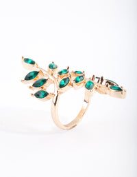 Gold Green Stone Leaf Ring - link has visual effect only