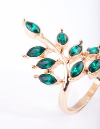 Gold Green Stone Leaf Ring - link has visual effect only