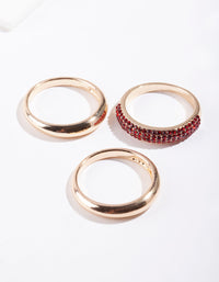 Gold Diamante Curve Band Ring Pack - link has visual effect only