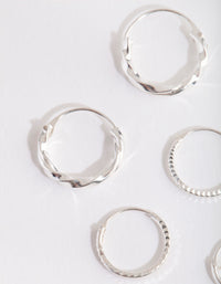 Silver Graduating Textured Hoop Earring Pack - link has visual effect only