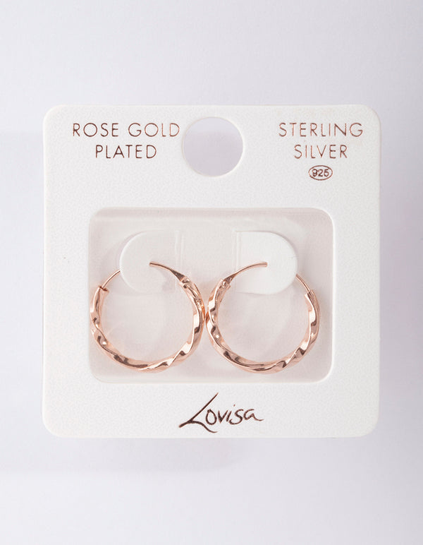 Rose Gold Plated Sterling Silver 18mm Twist Hoop Earrings