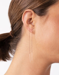 Rose Gold Plated Sterling Silver Long Chain Thread Through Earrings - link has visual effect only