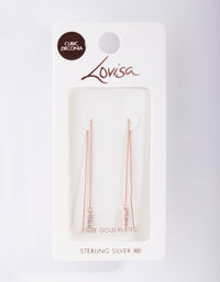 Rose Gold Plated Sterling Silver Cubic Zirconia Thread Through Earrings - link has visual effect only