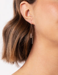 Rose Gold Plated Sterling Silver Cubic Zirconia Thread Through Earrings - link has visual effect only