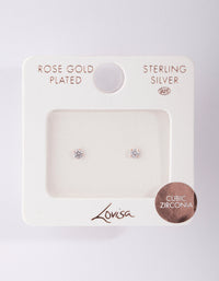 Rose Gold Plated Sterling Silver Cubic Zirconia Baby Carat Stud Earrings - link has visual effect only