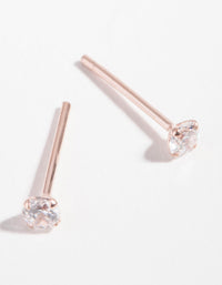 Rose Gold Plated Sterling Silver Cubic Zirconia Baby Carat Stud Earrings - link has visual effect only