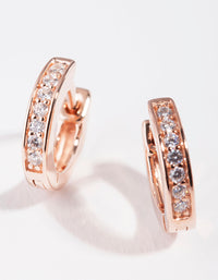 Rose Gold Plated Sterling Silver Cubic Zirconia Huggie Earrings - link has visual effect only