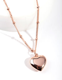 Rose Gold Plated Sterling Silver Puffed Heart Necklace - link has visual effect only