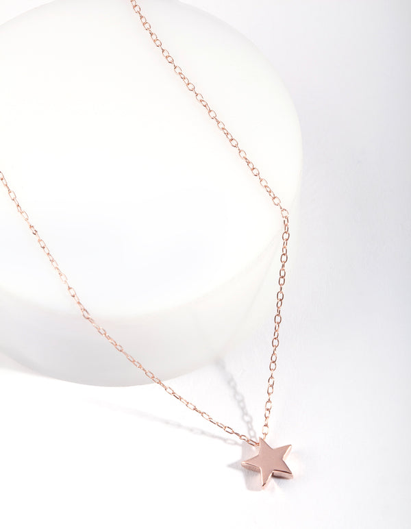 Rose Gold Plated Sterling Silver Solid Star Necklace