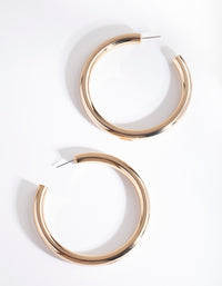 Gold Plated Large Open Hoop Earrings - link has visual effect only