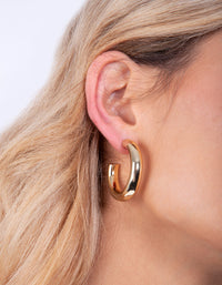 Gold Plated Medium Open Hoop Earrings - link has visual effect only