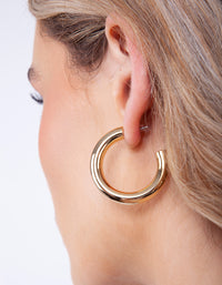 Gold Plated Medium Open Hoop Earrings - link has visual effect only