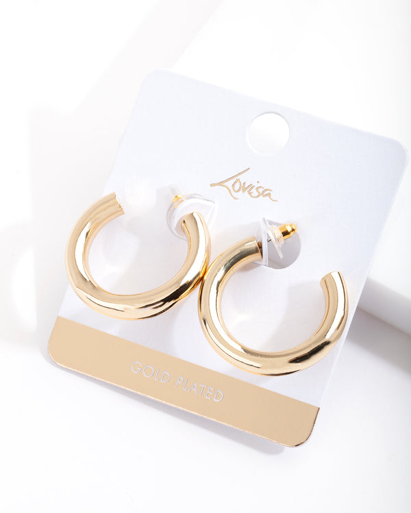 Gold Plated Medium Open Hoop Earrings