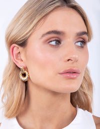 Gold Plated Twist Circle Doorknocker Earrings - link has visual effect only