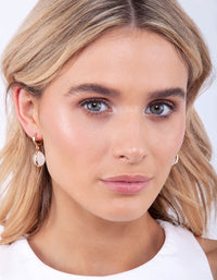 Gold Plated Moonstone Huggie Earrings - link has visual effect only