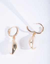 Gold Plated Moonstone Huggie Earrings - link has visual effect only