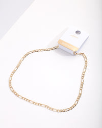 Gold Plated Figaro Chain Necklace - link has visual effect only