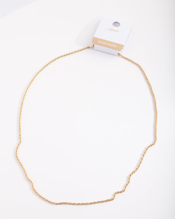 Gold Plated 60cm Rope Chain Necklace