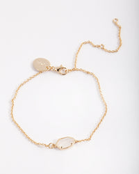 Gold Plated White Quartz Bracelet - link has visual effect only