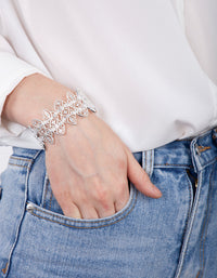 Silver Filigree Diamante Stretch Bangle - link has visual effect only