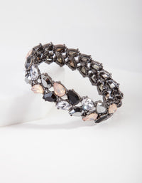 Gunmetal Teardrop Stone Set Stretch Bracelet - link has visual effect only