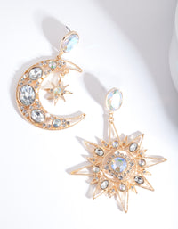 Gold Statement Star Moon Earrings - link has visual effect only