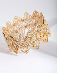 Gold Diamante Filigree Stretch Bracelet - link has visual effect only