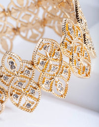 Gold Diamante Filigree Stretch Bracelet - link has visual effect only