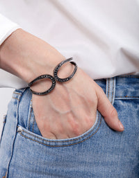 Gunmetal Diamante Loop Clamp Bracelet - link has visual effect only