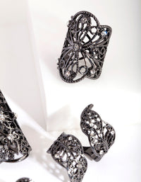 Gunmetal Filigree Statement Ring 4-Pack - link has visual effect only