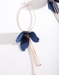 Rose Gold Blue Flower Drop Earrings - link has visual effect only