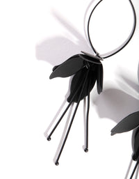 Black Coated Metal Flower Drop Earrings - link has visual effect only