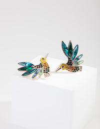 Green Diamante Gem Bird Earrings - link has visual effect only