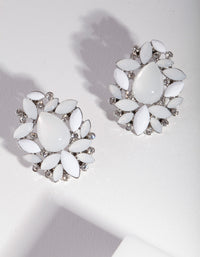 Silver Diamante Floral Stud Earrings - link has visual effect only