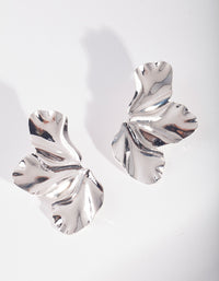 Silver Flower Petal Stud Earrings - link has visual effect only