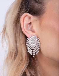 Silver Statement Diamante Chain Earrings - link has visual effect only