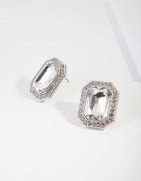 Silver Mirror Diamante Stud Earrings - link has visual effect only