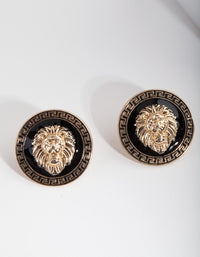 Gold Lion Head Stud Earrings - link has visual effect only