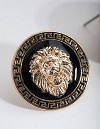 Gold Lion Head Stud Earrings - link has visual effect only