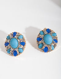 Blue Mixed Stone Stud Earrings - link has visual effect only