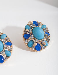 Blue Mixed Stone Stud Earrings - link has visual effect only