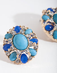 Blue Mixed Stone Stud Earrings - link has visual effect only