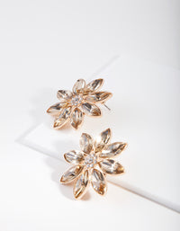 Shiny Gold Marquise Flower Earrings - link has visual effect only