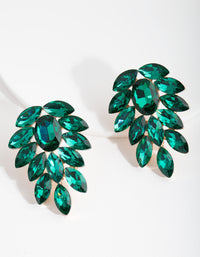 Emerald Green Jewel Leaf Earrings - link has visual effect only