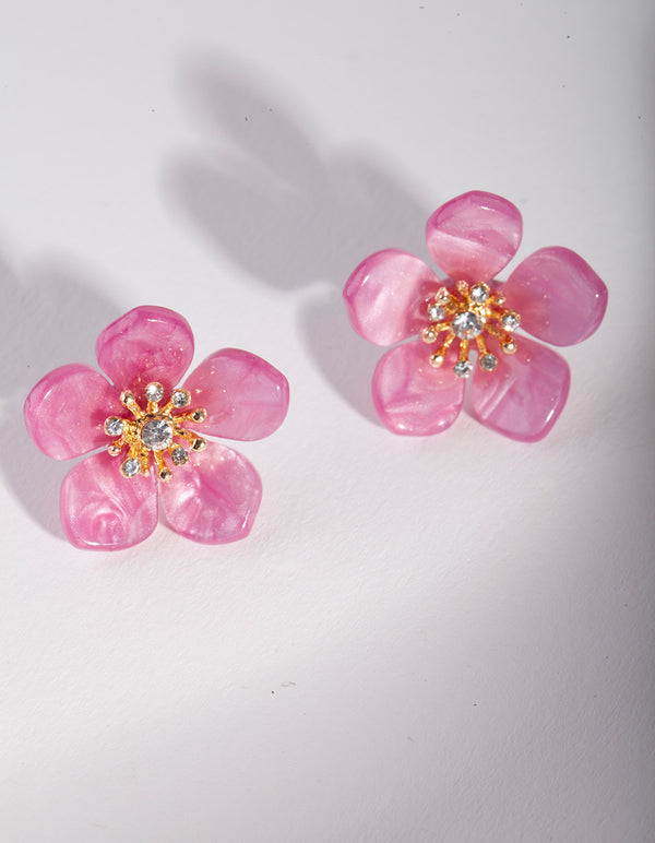 Acrylic Milky Flower Stud Earrings