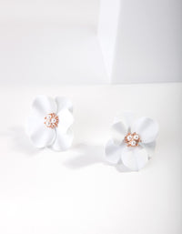 White Gold Flower Stud Earrings - link has visual effect only